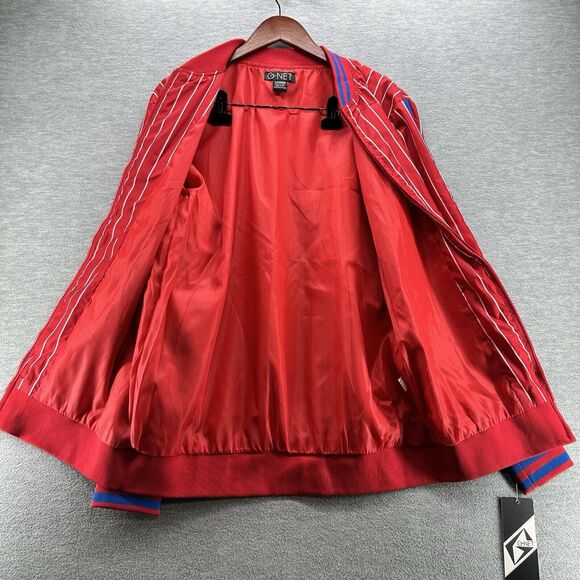 G-NET Men's Red, White Blue Strip Zip Up Windbreaker Jacket Size Large   A14b - Picture 3 of 11